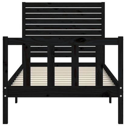 Bedframe met hoofdbord massief hout zwart 2FT6 Small Single 75 x 190 cm Zwart