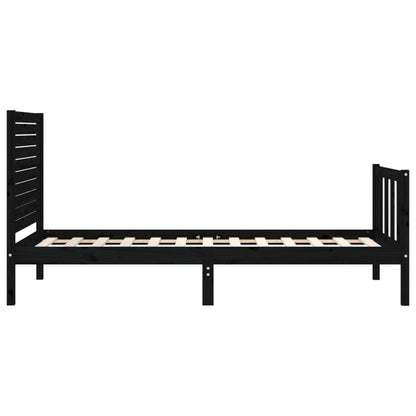 Bedframe met hoofdbord massief hout zwart 2FT6 Small Single 75 x 190 cm Zwart