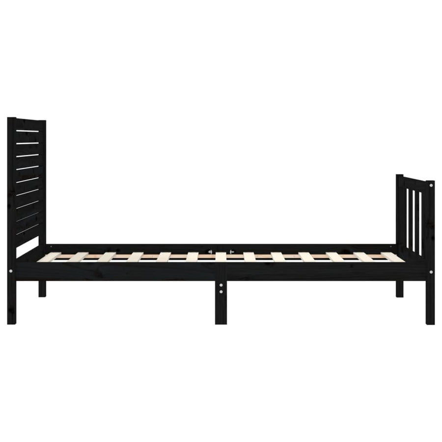 Bedframe met hoofdbord massief hout zwart 2FT6 Small Single 75 x 190 cm Zwart