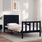 Bed frame with headboard solid wood black