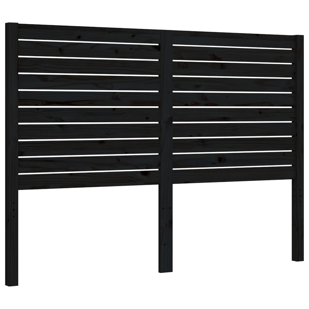 Bedframe met hoofdbord massief hout zwart 4FT6 Double 135 x 190 cm Zwart