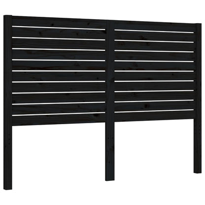 Bedframe met hoofdbord massief hout zwart 4FT6 Double 135 x 190 cm Zwart
