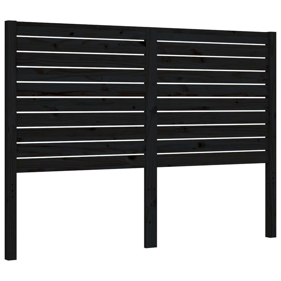 Bedframe met hoofdbord massief hout zwart 4FT6 Double 135 x 190 cm Zwart