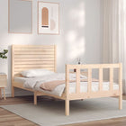 Bedframe met hoofdbord massief hout 90x200 cm 90 x 200 cm Naturel