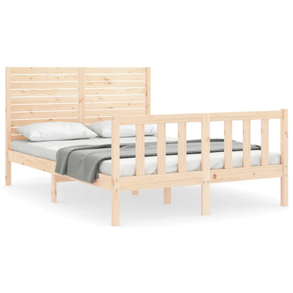 Bedframe met hoofdbord massief hout 140x200 cm 140 x 200 cm Naturel