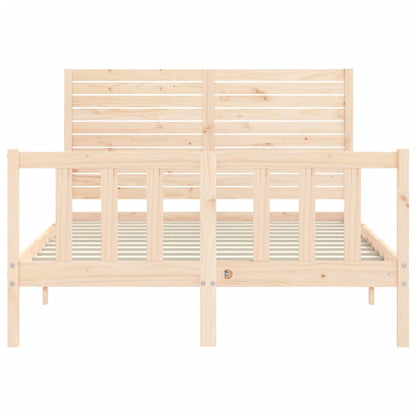 Bedframe met hoofdbord massief hout 140x200 cm 140 x 200 cm Naturel