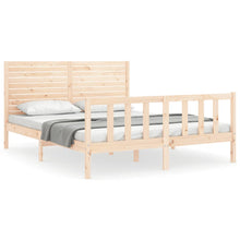 Bedframe met hoofdbord massief hout 160x200 cm 160 x 200 cm Naturel