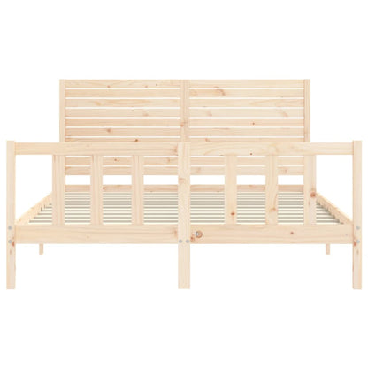 Bedframe met hoofdbord massief hout 160x200 cm 160 x 200 cm Naturel
