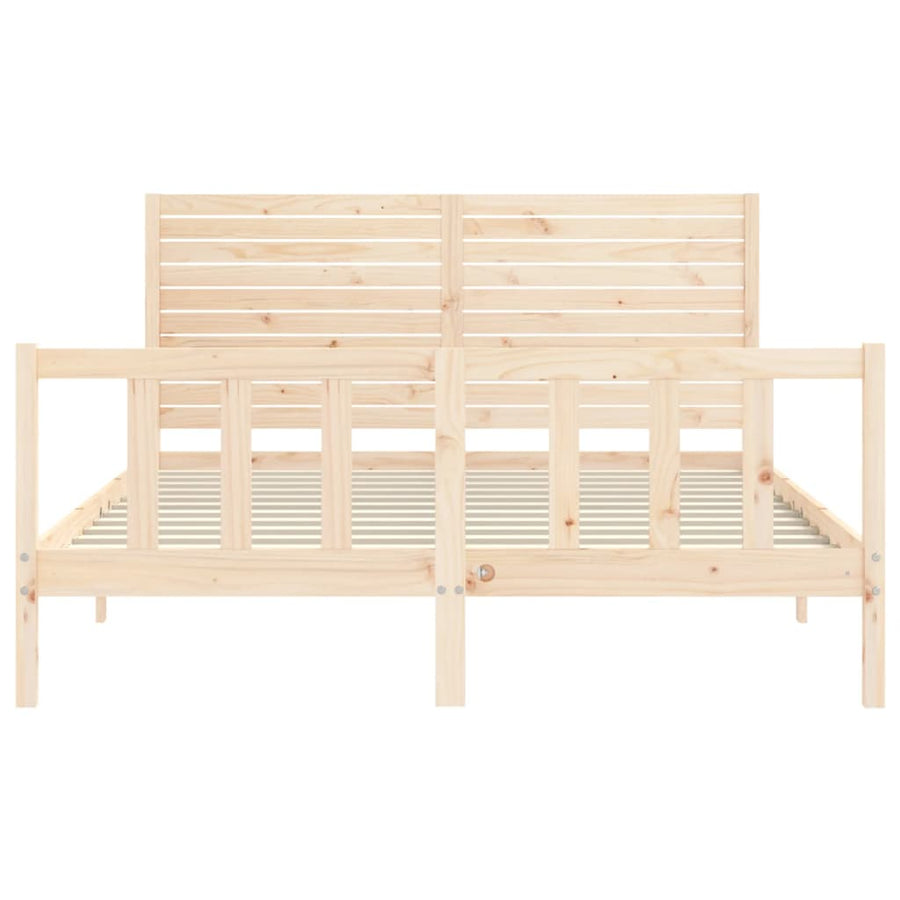 Bedframe met hoofdbord massief hout 160x200 cm 160 x 200 cm Naturel