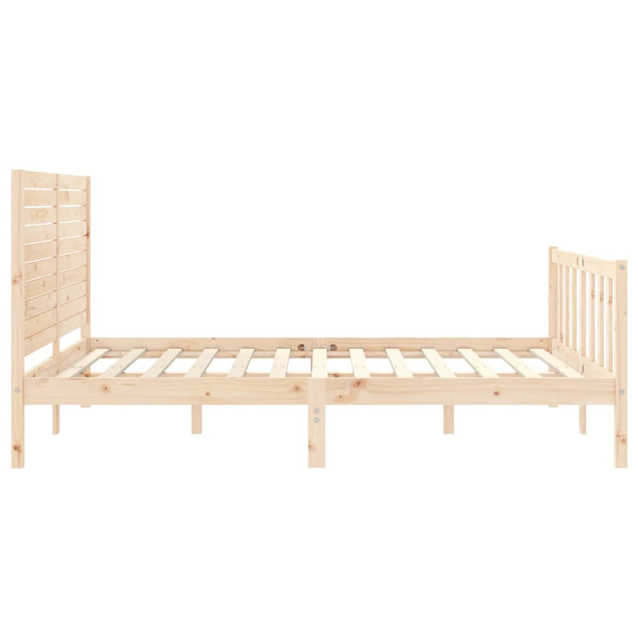 Bedframe met hoofdbord massief hout 160x200 cm 160 x 200 cm Naturel