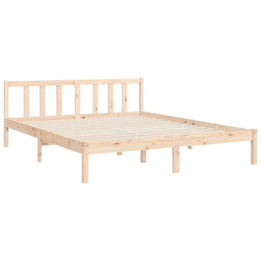 Bedframe met hoofdbord massief hout 160x200 cm 160 x 200 cm Naturel