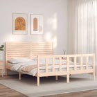 Bedframe met hoofdbord massief hout 160x200 cm 160 x 200 cm Naturel