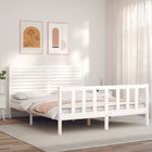 Bedframe met hoofdbord massief hout wit 160x200 cm 160 x 200 cm Wit