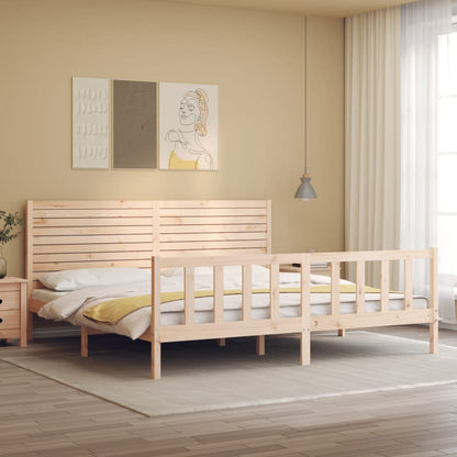 Bedframe Met Hoofdbord Massief Hout 180 x 200 cm Naturel