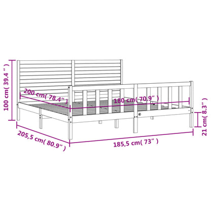 Bedframe Met Hoofdbord Massief Hout 180 x 200 cm Naturel