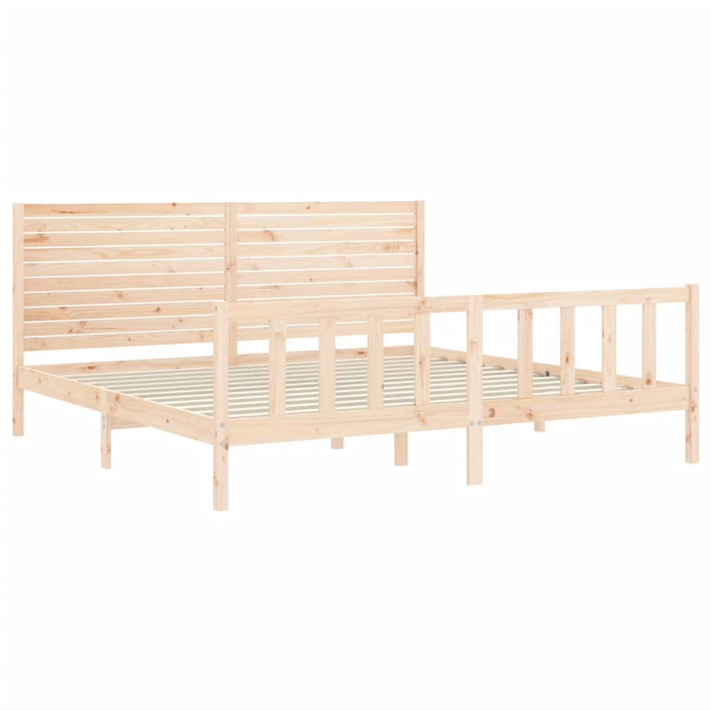 Bedframe Met Hoofdbord Massief Hout 180 x 200 cm Naturel