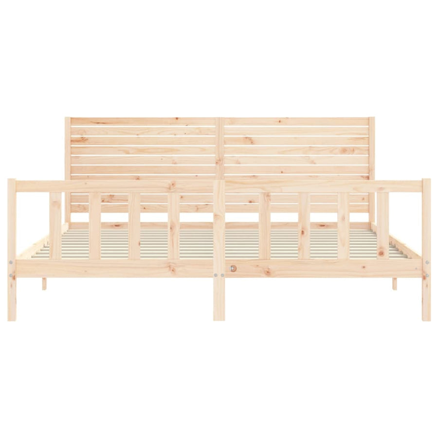 Bedframe Met Hoofdbord Massief Hout 180 x 200 cm Naturel
