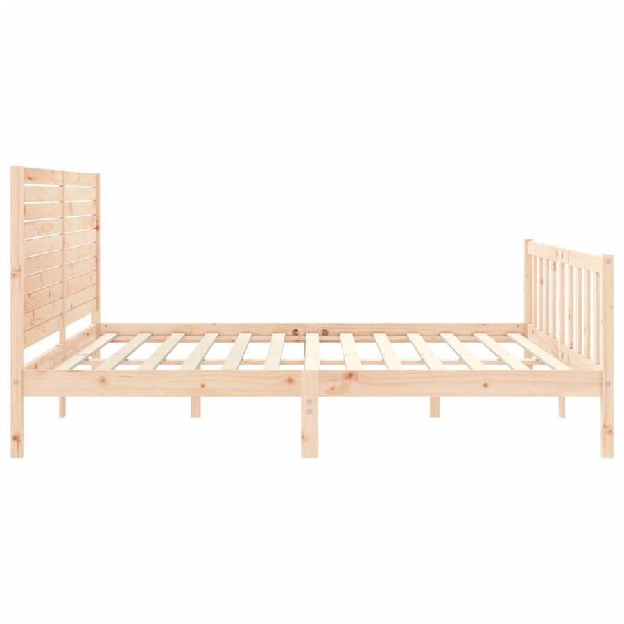 Bedframe Met Hoofdbord Massief Hout 180 x 200 cm Naturel