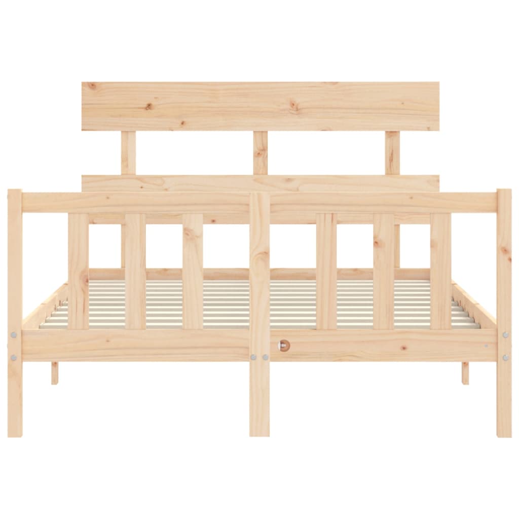 Bedframe met hoofdbord massief hout 140x200 cm 140 x 200 cm Naturel