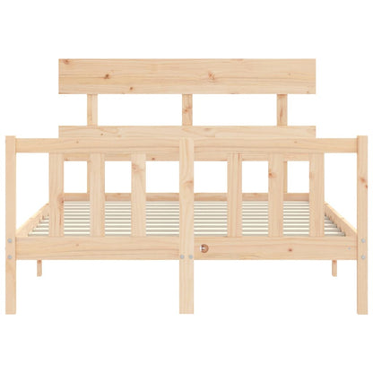 Bedframe met hoofdbord massief hout 140x200 cm 140 x 200 cm Naturel