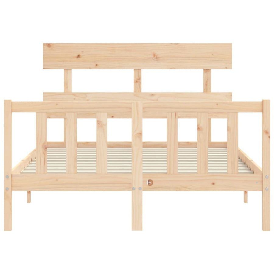 Bedframe met hoofdbord massief hout 140x200 cm 140 x 200 cm Naturel