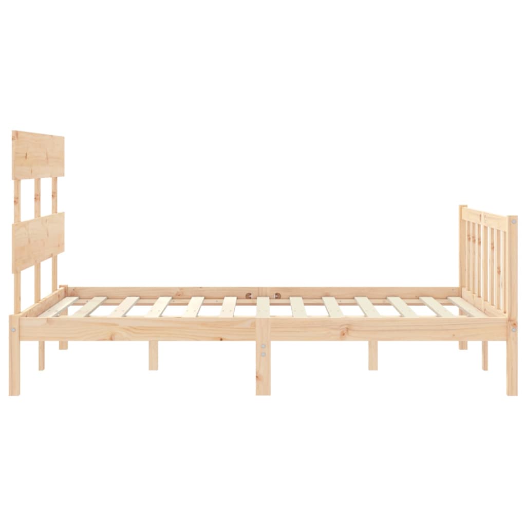 Bedframe met hoofdbord massief hout 140x200 cm 140 x 200 cm Naturel