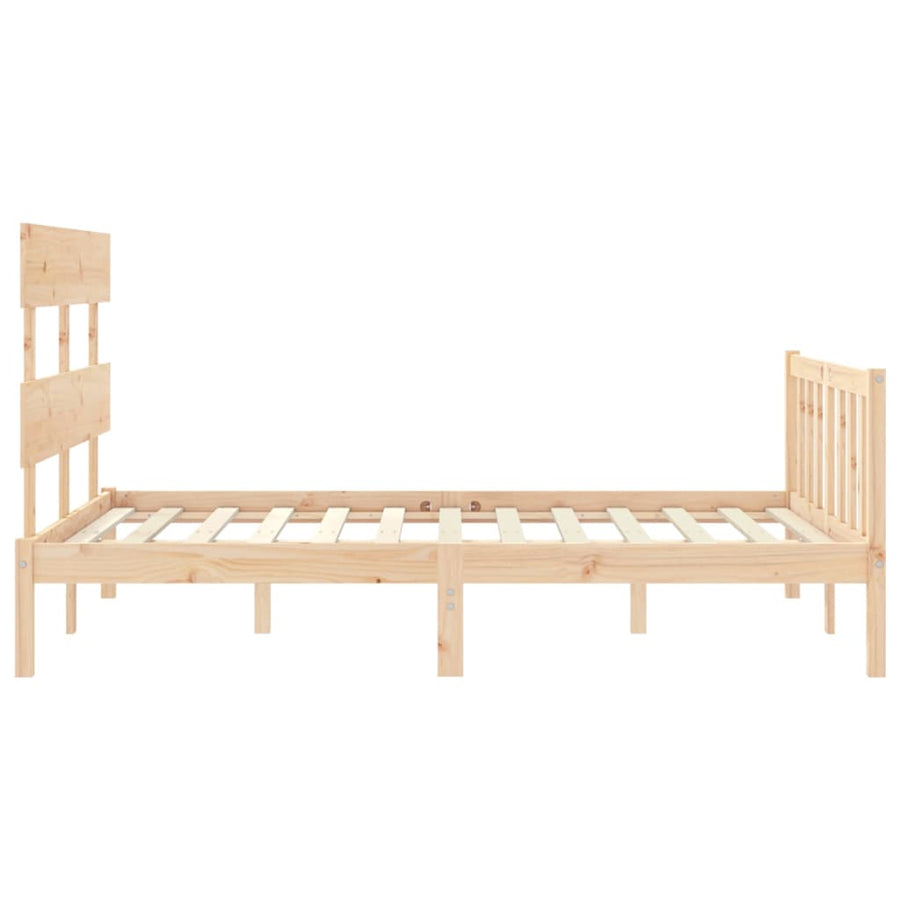 Bedframe met hoofdbord massief hout 140x200 cm 140 x 200 cm Naturel
