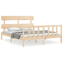 Bedframe met hoofdbord massief hout 160x200 cm 160 x 200 cm Naturel met hoofdbord & voetbord