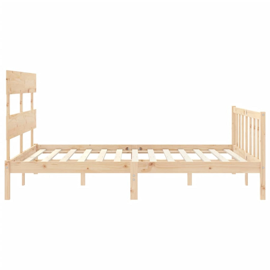 Bedframe met hoofdbord massief hout 160x200 cm 160 x 200 cm Naturel met hoofdbord & voetbord