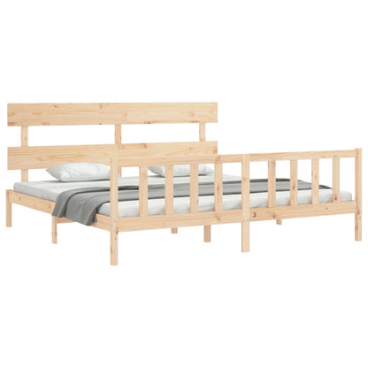 Bedframe met hoofdbord massief hout 6FT Super King 180 x 200 cm Naturel