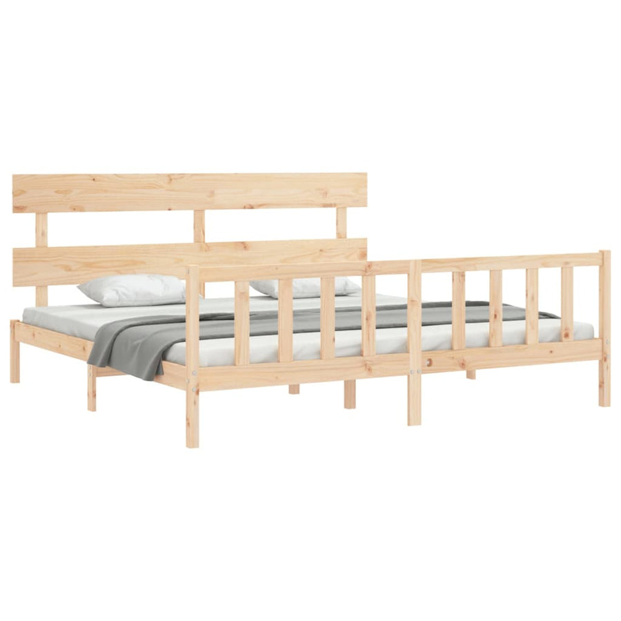 Bedframe met hoofdbord massief hout 6FT Super King 180 x 200 cm Naturel