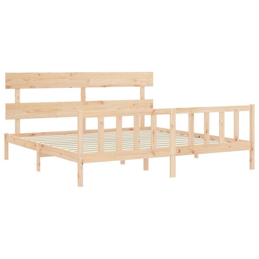Bedframe met hoofdbord massief hout 6FT Super King 180 x 200 cm Naturel