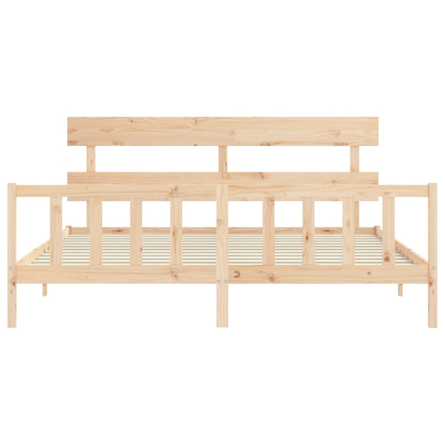 Bedframe met hoofdbord massief hout 6FT Super King 180 x 200 cm Naturel