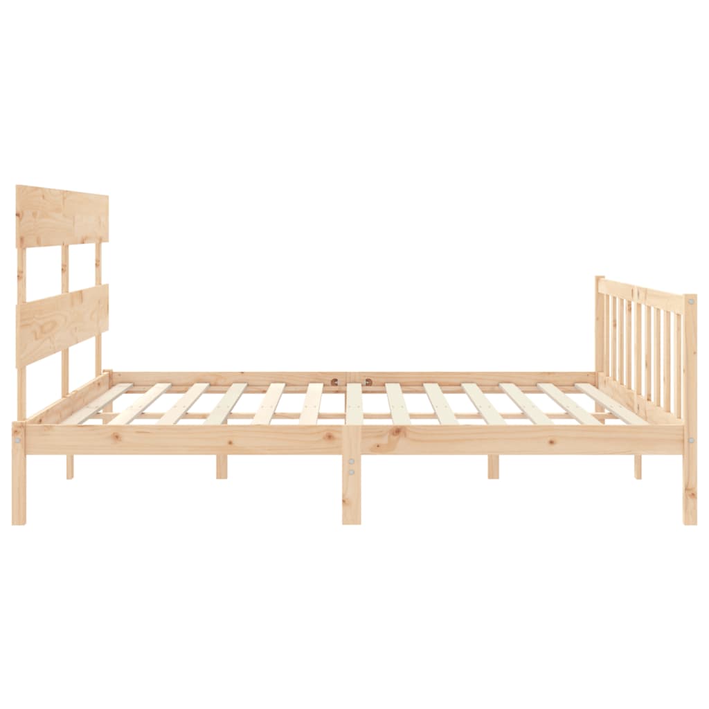 Bedframe met hoofdbord massief hout 6FT Super King 180 x 200 cm Naturel
