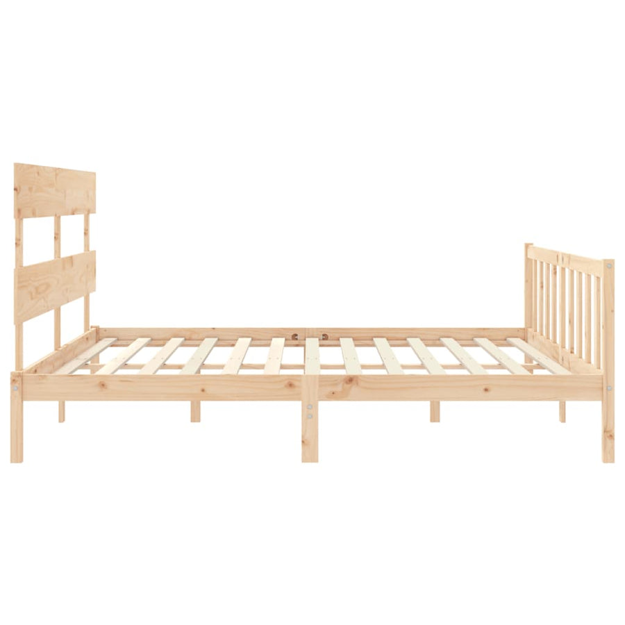 Bedframe met hoofdbord massief hout 6FT Super King 180 x 200 cm Naturel
