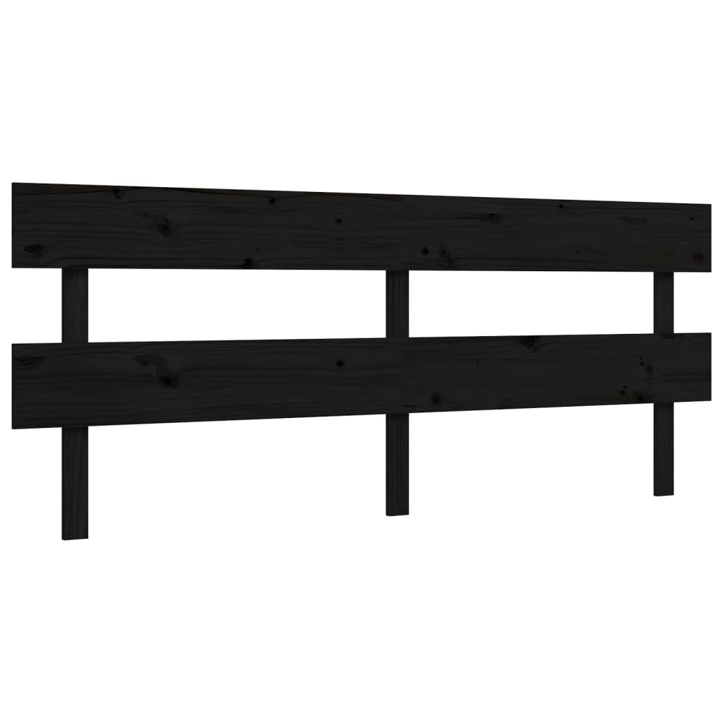 Bedframe met hoofdbord massief hout zwart 200x200 cm 200 x 200 cm Zwart met hoofdbord & voetbord