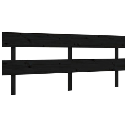 Bedframe met hoofdbord massief hout zwart 200x200 cm 200 x 200 cm Zwart met hoofdbord & voetbord