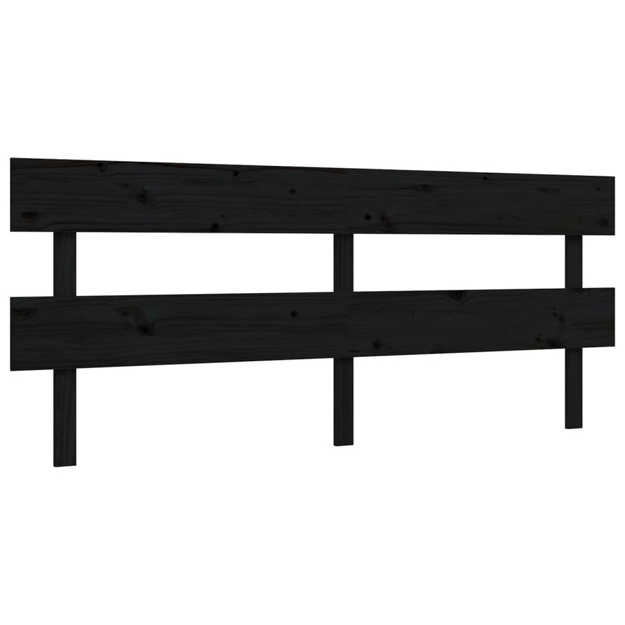 Bedframe met hoofdbord massief hout zwart 200x200 cm 200 x 200 cm Zwart met hoofdbord & voetbord
