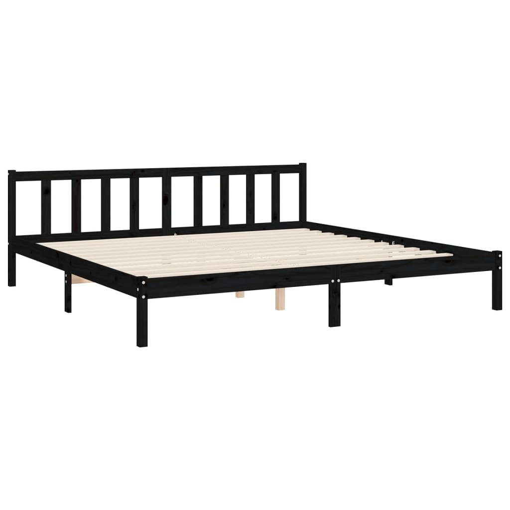 Bedframe met hoofdbord massief hout zwart 200x200 cm 200 x 200 cm Zwart met hoofdbord & voetbord