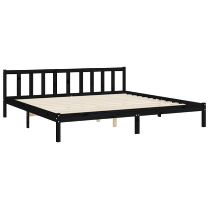 Bedframe met hoofdbord massief hout zwart 200x200 cm 200 x 200 cm Zwart met hoofdbord & voetbord