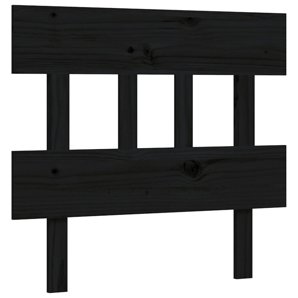 Bedframe met hoofdbord massief hout zwart 2FT6 Small Single 75 x 190 cm Zwart