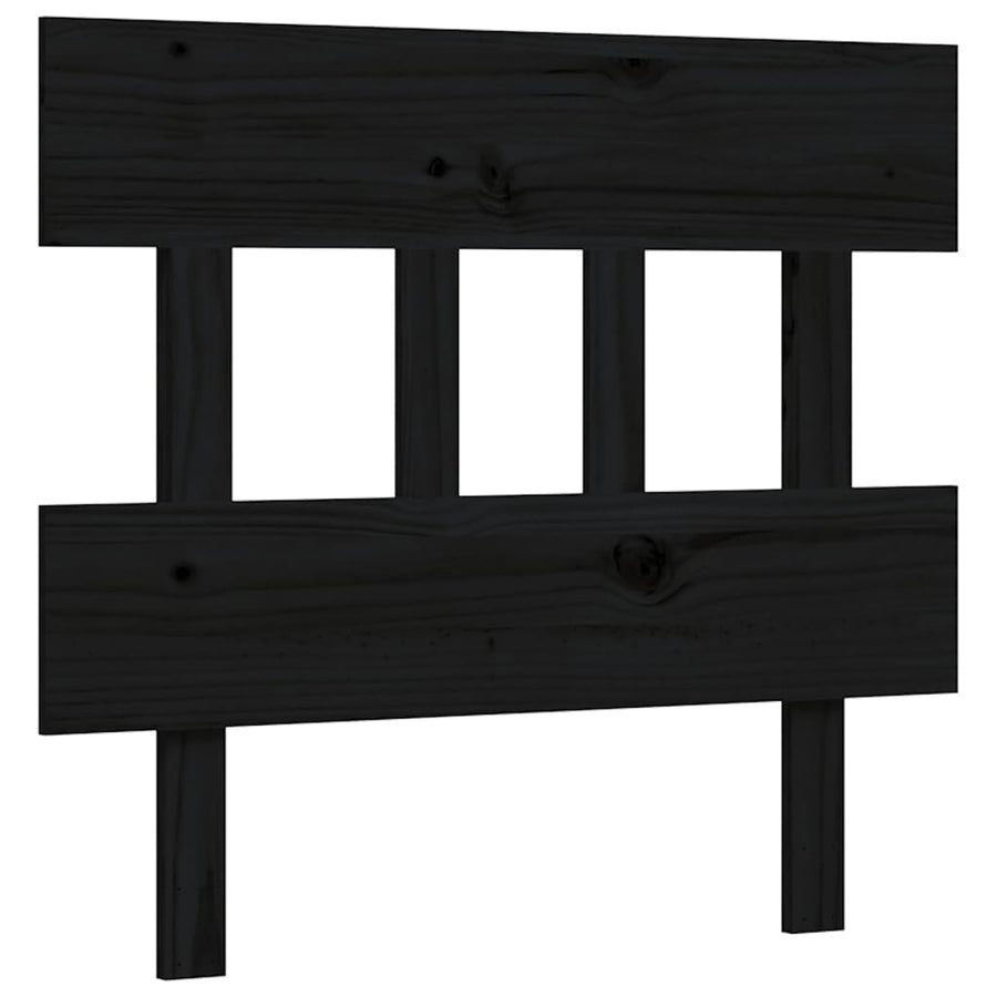 Bedframe met hoofdbord massief hout zwart 2FT6 Small Single 75 x 190 cm Zwart