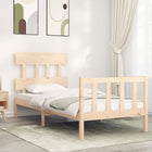 Bedframe met hoofdbord massief hout 100x200 cm 100 x 200 cm Naturel met hoofdbord & voetbord