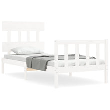 Bedframe met hoofdbord massief hout wit 100x200 cm 100 x 200 cm Wit met hoofdbord & voetbord