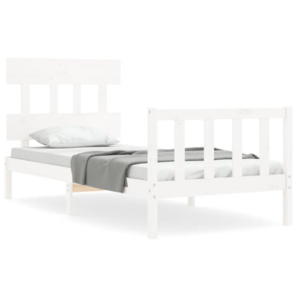 Bedframe met hoofdbord massief hout wit 100x200 cm 100 x 200 cm Wit met hoofdbord & voetbord