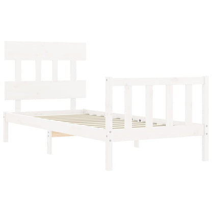 Bedframe met hoofdbord massief hout wit 100x200 cm 100 x 200 cm Wit met hoofdbord & voetbord