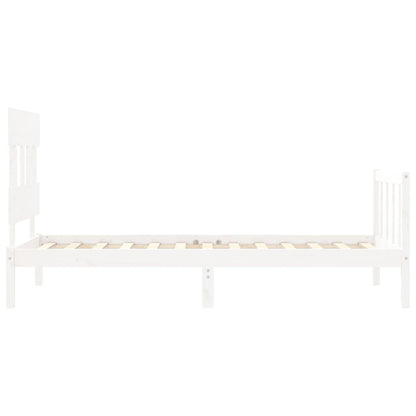 Bedframe met hoofdbord massief hout wit 100x200 cm 100 x 200 cm Wit met hoofdbord & voetbord