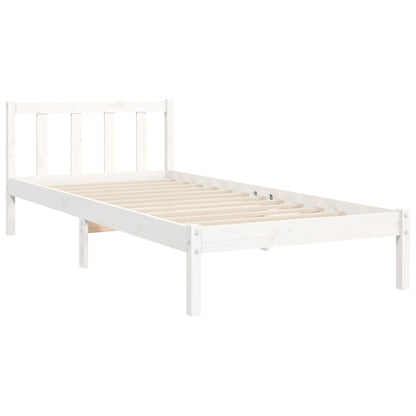 Bedframe met hoofdbord massief hout wit 100x200 cm 100 x 200 cm Wit met hoofdbord & voetbord