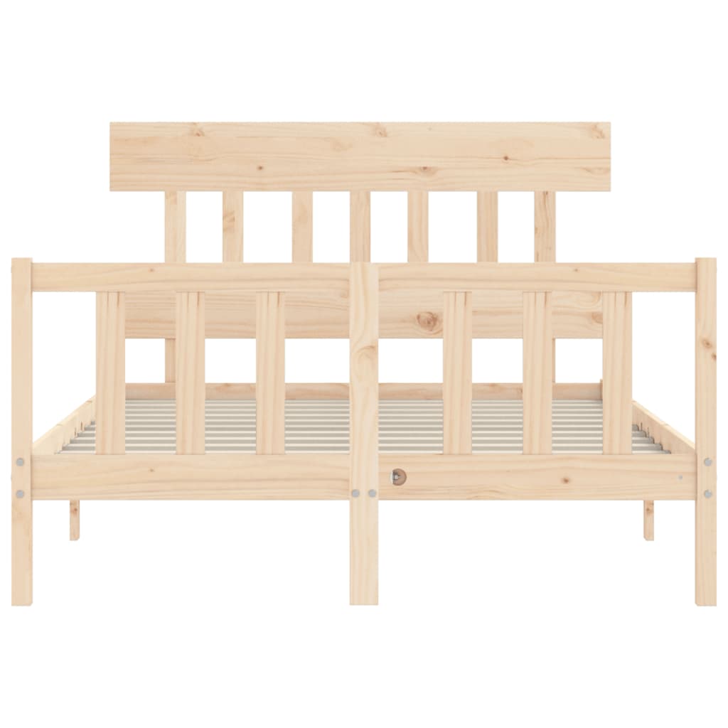 Bedframe met hoofdbord massief hout 140x200 cm 140 x 200 cm Naturel