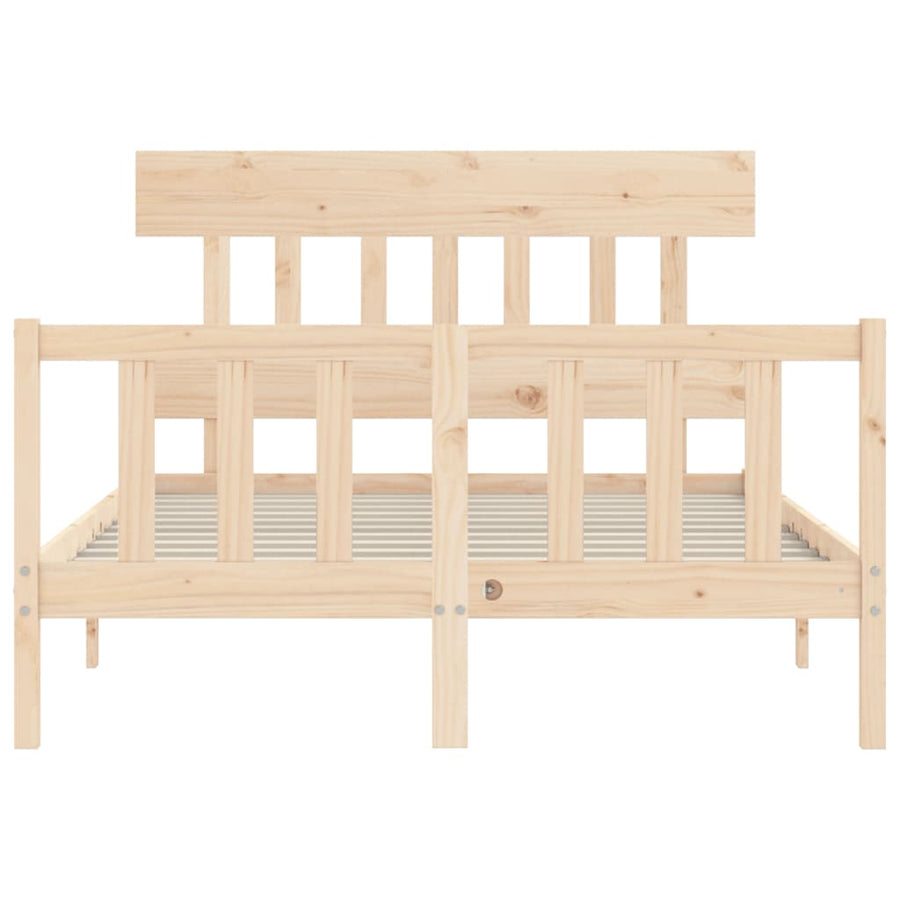 Bedframe met hoofdbord massief hout 140x200 cm 140 x 200 cm Naturel